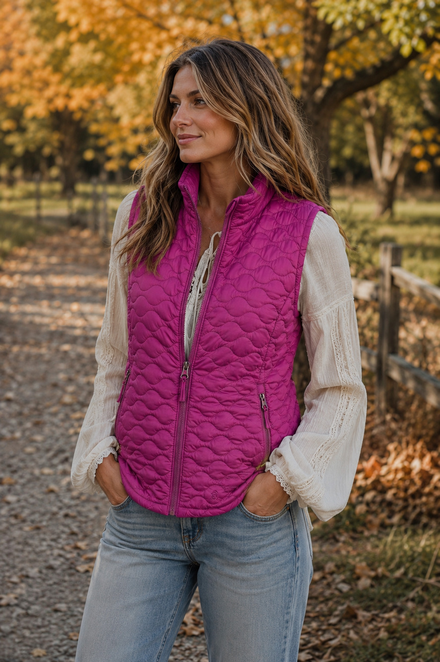 Preppy Cabincore Cozycore Equestrian Free Country quilted lilac vest SZ XXL